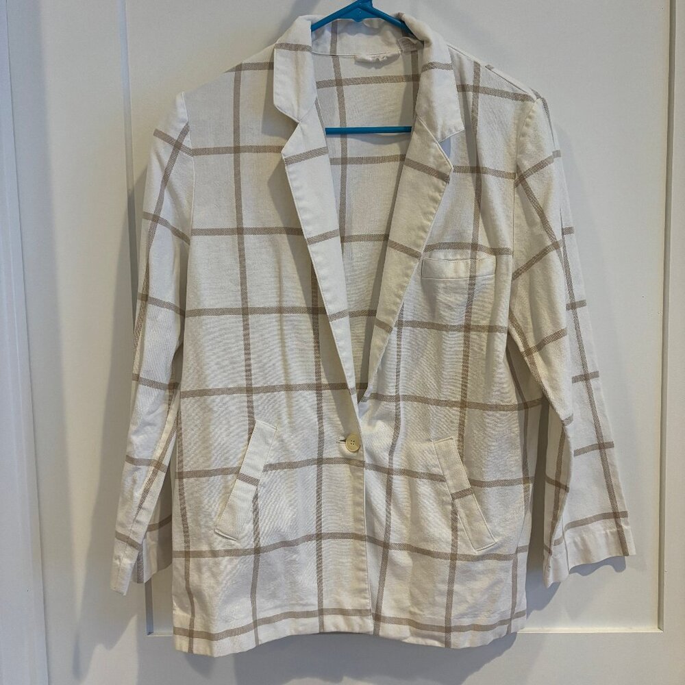 Vintage Carnaby Street Oat Beige Plaid Blazer